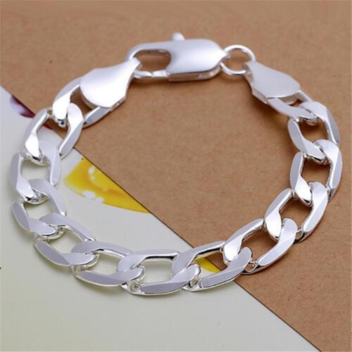 Silver color Classic 12MM sideways men bracelets new listings high quality fashion jewelry Christmas gifts