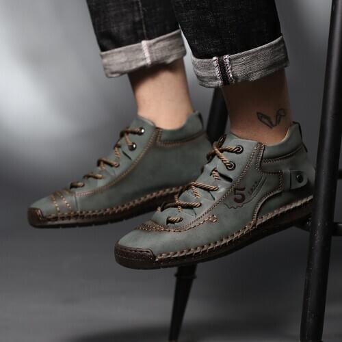 Men Casual Shoes Leather Shoes Men 2020 Autumn Winter Retro Handwork Fashion British High Man Shoe Large Size 38-48