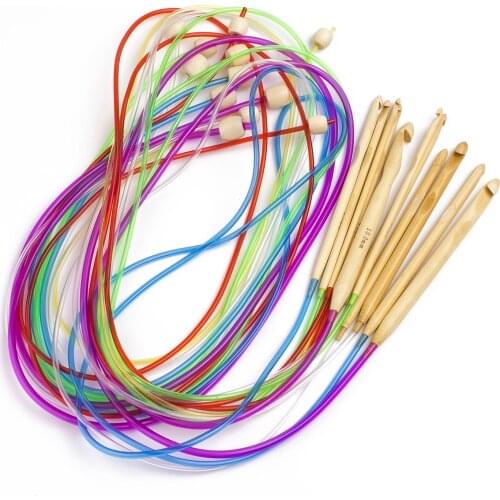 12pcs/Set Carpet Crochet Set Colorful Wooden Flexible Afghan Tunisian Carpet Crochet Hooks Needles Random Colors 120cm