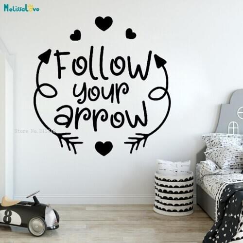 Follow Your Arrow Wall Sticker Cute Heart Vinyl Home Decor Kid Baby Nursery Murals Removable Lovely Unique Gift YT4275