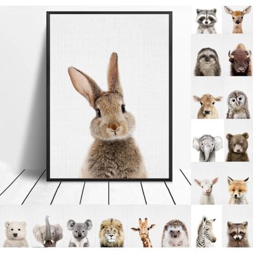 Giraffe Bunny Elephant Canvas Poster For Child Nursery Wall Art Picture Print Animal Canvas Painting Nordic Kid Baby Bedroom Art