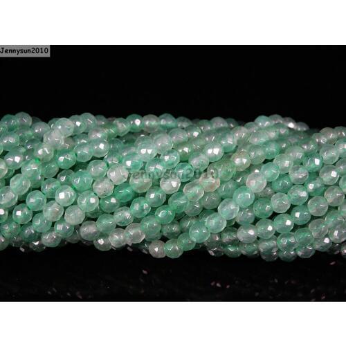 Natural Green Aventurine Gems Stones 3mm Faceted Round Spacer Seed Beads 15.5'' Strand for Jewelry Making Crafts 5 Strands/Pack