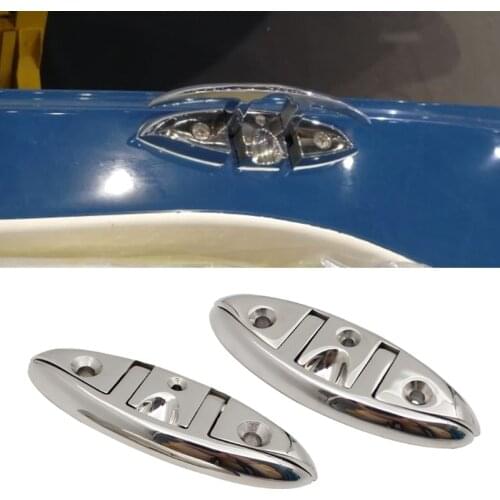 Stainless Steel 316 Flush Boat Cleats 5"/6" Mirror Polished Invisible Marine Cable Bolt Motor Ship Floating Dock Cleat Hardware