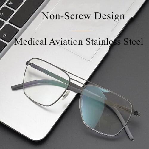 German Brand Handsome Pilot Glasses Frame Men Medical Aviation Stainless Steel Vintage Eyeglasses Women Spectacle Bayamo