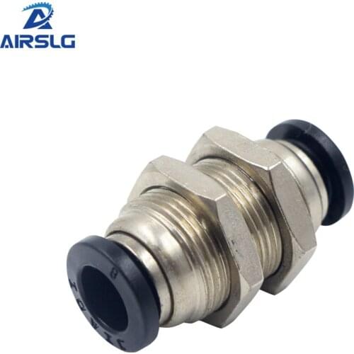 10pcs PM4 PM6 PM8 PM10 PM12 Straight Bulkhead Union Quick Joint Fittings Pneumatic Connector