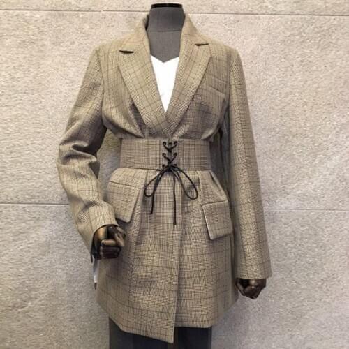 Plus size 2XL! spring new fashion slim retro plaid small suit jacket ladies blazer women