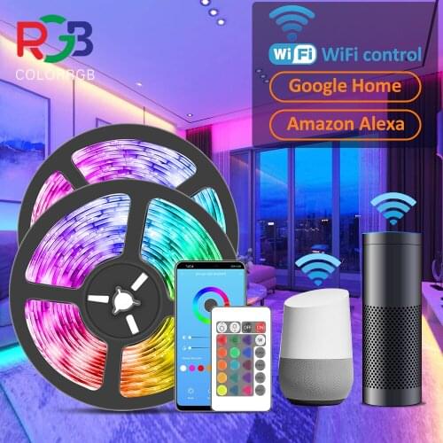 ColorRGB, WIFI Smart Led strip Lighting,SMD5050 Working with Alexa Google Assistant APP Control Dimmable Color Changing Rope