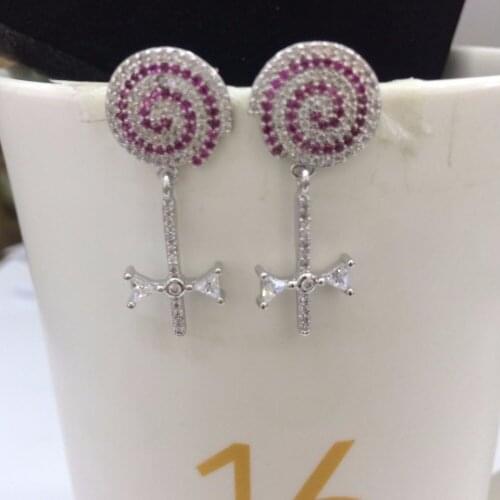 FYM Luxury Lollipops Shape Bohemian Brincos Crystal Drop Earrings Lady Girl Cubic Zircon Jewelry Earring for Women Party