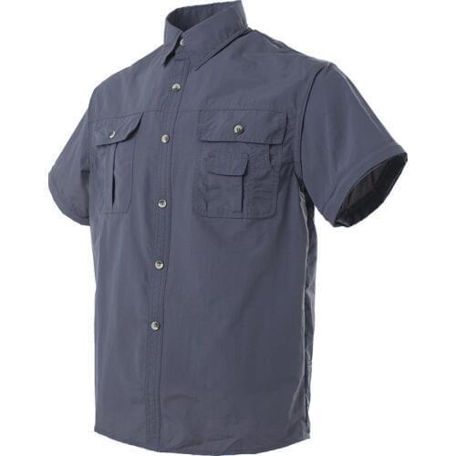 Long Sleeves Detachable Short Shirts mesh shirt khaki cargo quick dry safari pocket waterproof pilot uniform plain men tactical