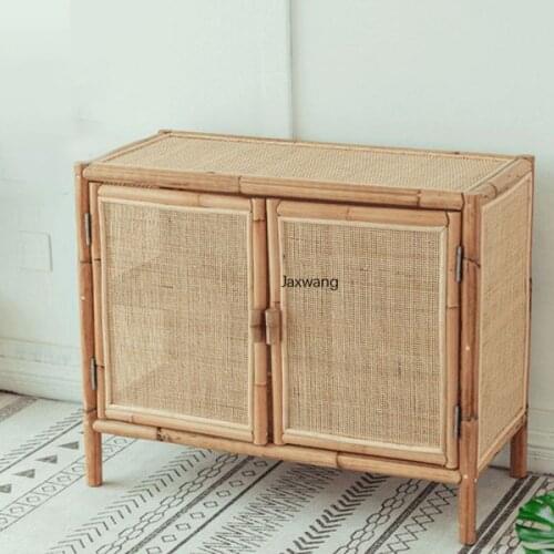 Rattan Living Room Cabinet New Chinese Creative Storage Cabinet Nordic Ins Storage Floor Platform Living Room Bedside Nightstand