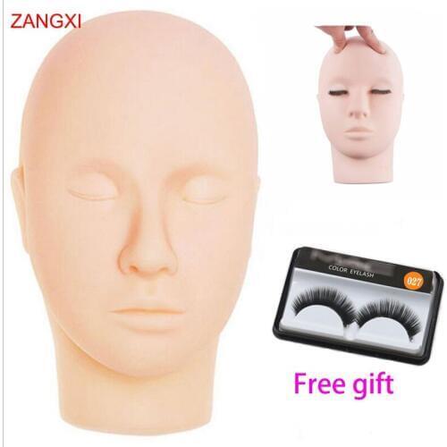 Silicone Female Cosmetology Maniqui Makeup Head Doll Manikin Head Massage Training Heads Lash Mannequin Head With 1 Pair Eyelash