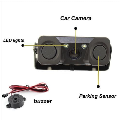 New Car Video Parking Camera Sensor, Rear view camera + 2 Sensors Indicator Bi Bi Alarm Auto Reverse Backup Radar Assistance