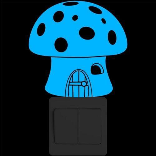 Funny Cartoon Mushroom House Glow in the Dark Switch Sticker Kids Rooms Wall Decoration Luminous Decals Lovely Home Decor DIY