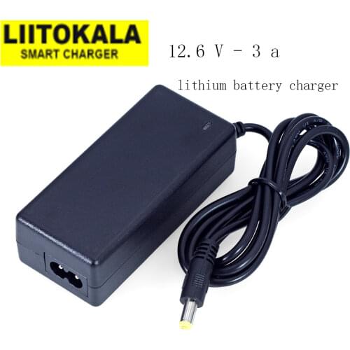 Liitokala 12.6V 3A 18650 lithium battery charger 3 series lithium battery 12V battery charger+AC power cable