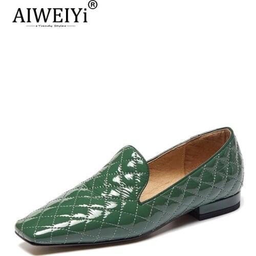AIWEIYi Retro Vintage Shoes Sheep Leather Loafers Womens Flat Shoes 2021 Fashion Casual British Style Single Shoes