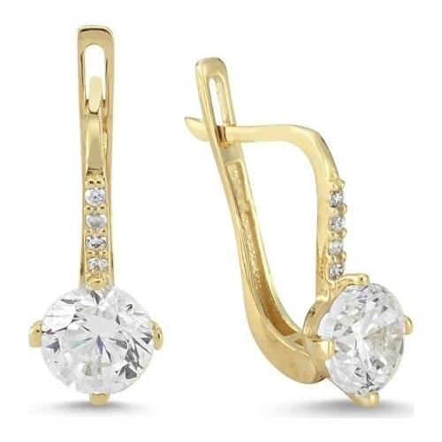 Gold Solitaire Earrings EDT067-Certified 14K Gold-A perfect gift for your Loved Ones-Ephesus Gold & Diamond
