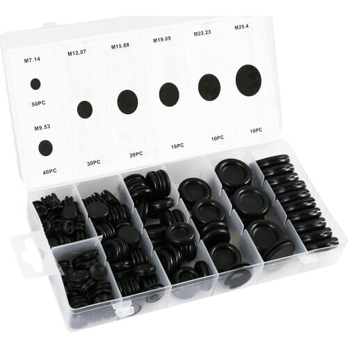 170pcs Black Rubber Grommet Firewall Hole Plug Retaining Ring Set Car Electrical Wire Gasket Kit For Cylinder Valve Water Pipe