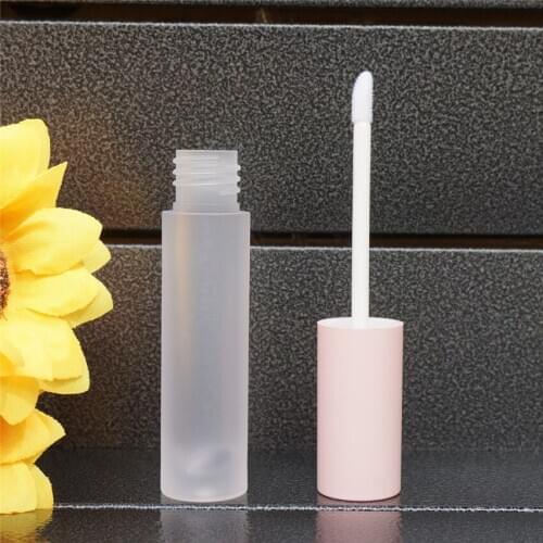 2pcs 5ml Empty Lip Gloss tube pink cap lipgloss Plastic clear Frosted Lipgloss Tube packing Container Mini Lip Gloss Bottles