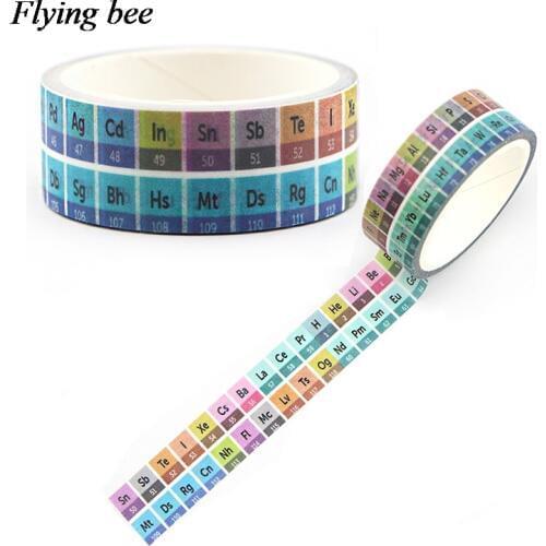 20pcs/lot Flyingbee 15mmX5m Paper Washi Tape periodic table of the elements Adhesive Tape DIY Scrapbooking Sticker Tape X0599