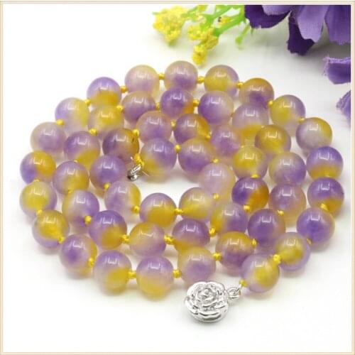 8mm Round Purple Multicolor Watermelon Tourmaline Necklace Natural Stone Rose Clasp Accessory Neckwear DIY Jewelry Making Design