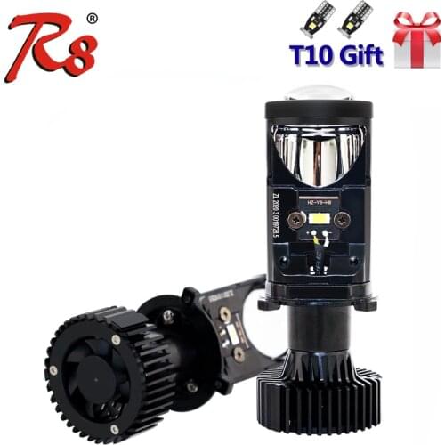 R8 2PCS/Set H4 9003 Hi/Lo Beam LED Mini Projector Lens Car Styling Headlight Bulbs Automobile Lamp 6500K 8000LM Focused Light Y6