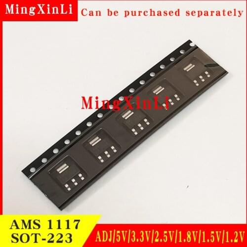 10pcs AMS1117 SOT-223 Low Dropout Voltage Regulator Transistor assembly bipolar junction BJT triode fet 1.2 1.5 2.5 3.3 5V~ADJ