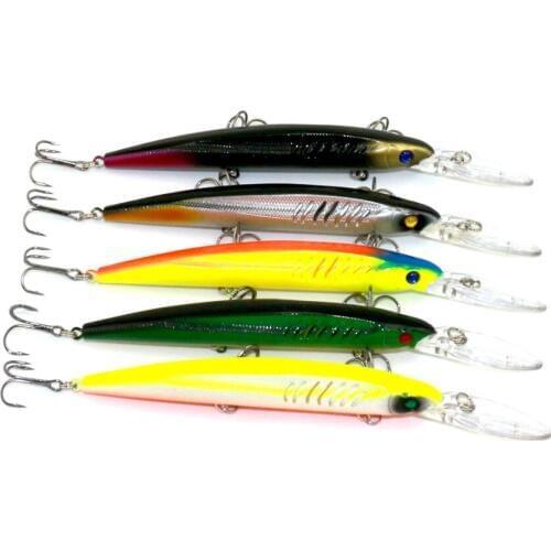 Big Sale 5pcs Bent Minnow Fishing Lure Artificial Floating Lure Hard Plastic Crankbaits 3D Fish Eye Fishing Wobbler 14.5cm 12.7g