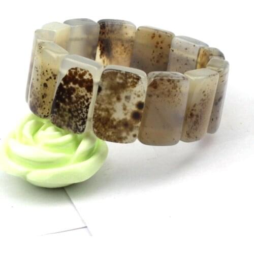 Natural gray leaf agates stone beads bracelet natural GEM stone bracelet DIY jewelry bracelet for man for woman