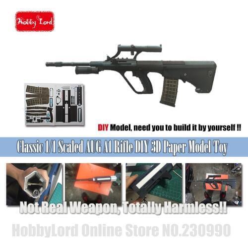 New AUG a1 rifle paper model toy gun draw pages 3d diy military paper puzzle 3D Paper Model toy Kid Adults' Cosplay props Toys