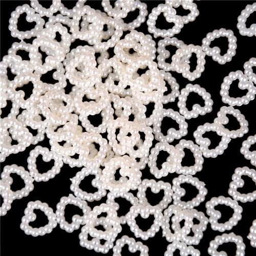 100PCS Plastic Imitation ABS Pearl Beads Pendant Ivory Heart Beads For Scrapbook DIY Jewelry Handmade Craft Making