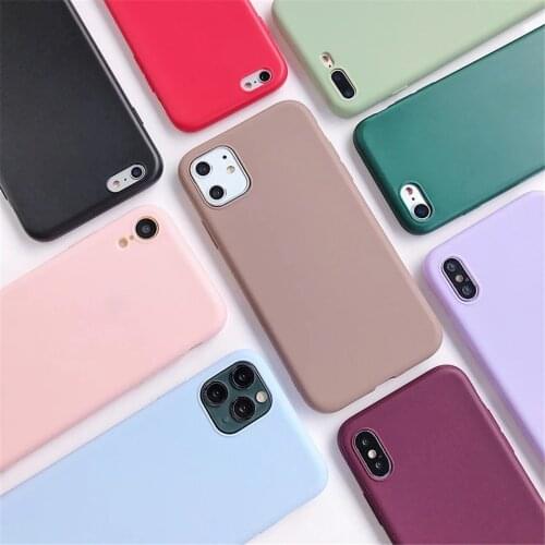 Plain Color TPU Phone Case For iPhone 11Pro XR 6 6S 7 8 Plus X XS Max 12 Protective Soft Silicone Cover Capa Coque Funda Shell