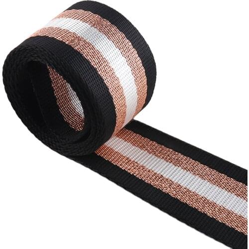 Black 1.5" Shiny Bag Strap Adjustable Crossbody Purse Strap Striped Elastic Bands Webbing Waistband Stretchy Tape Clothing