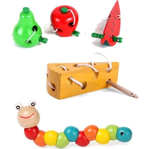Worm Eat Fruit Wooden Puzzle Toy Kids Montessori Toy Fingers Flexible Training Educational Twisting Worm Toy Teaching Aids Gifts