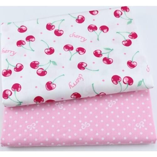 Baby Child Pink Cherry Dot 100% Cotton Twill Fabric , DIY Patchwork Cloth,Sewing Quilting Bed Sheet Dresses Materials Fabric