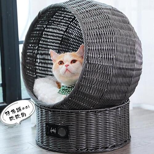Cat nest rattan summer kitty house net red round cat house rattan nest bamboo four seasons universal basket rattan cute