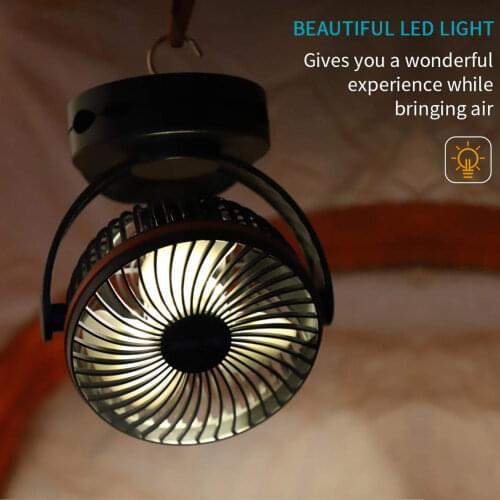 Camping Lantern Fan Light with Hanging Hook 4 Speeds Quiet Wind Fan for Tent Emergency JA55