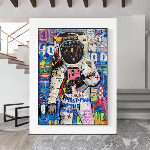 Graffiti Street Art Astronaut Poster Painting Canvas Print Wall Picture For Living Room Home Decoration