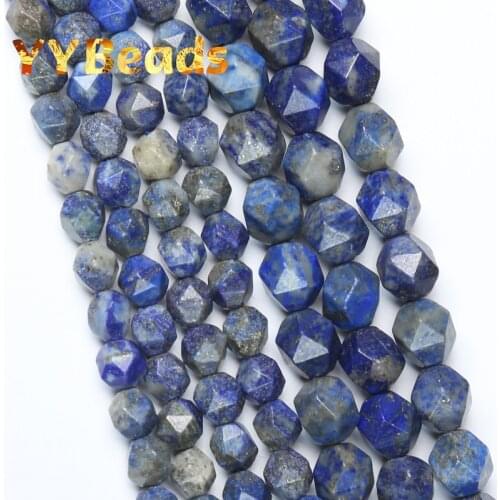 Faceted Lapis Lazuli Stone Beads High Quality Natural Stone 8mm 10mm Smooth Loose Spacer Beads 15" For Jewelry Making Necklaces