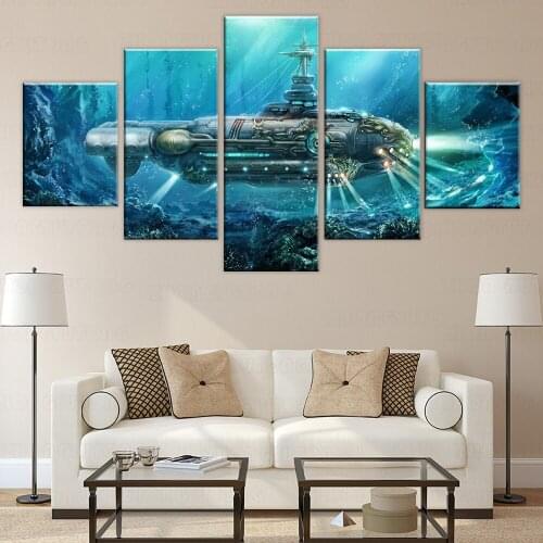 HD print Canvas Print Painting Wall Art with Flame STEAMPUNK SUBMARINE CANVAS SET poster living room Home Decor