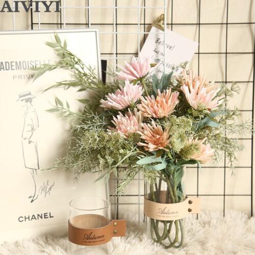 Artificial Flower Crab Claw Chrysanthemum Dragon Claw Chrysanthemum Bunch Household Rayon Chrysanthemum DIY Bouquet Decoration