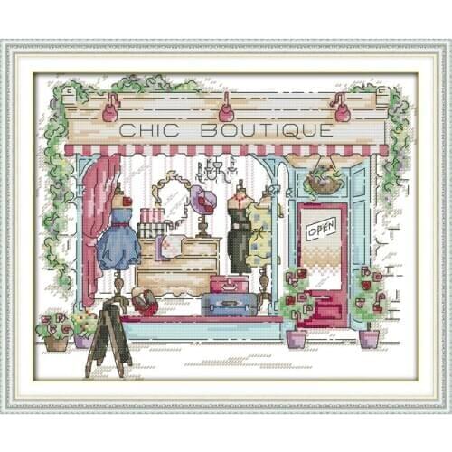Joy Sunday Chic Boutique Home Decor Chinese Counted Printed Canvas Cross Stitch Pattern Kits 11&14CT Embroidery Needlework Sets