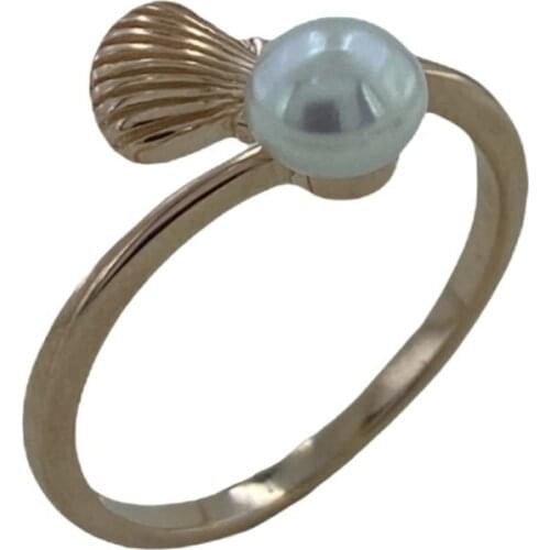 Top Quality Production Minimal Oyster Pearl Sterling 925 Silver Ring