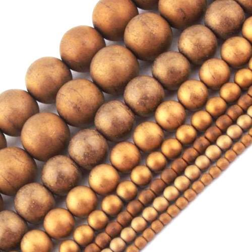 2-10mm Round Matte Frost Metallic Coated Plating Dark Champagne Hematite Stone Beads For Jewelry Making Beads Healing DIY Beads