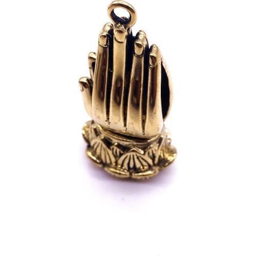 Prayer Hand Buddha Brass Lotus Bergamot Pendant EDC Key Ring Pendant Zipper Head EDC Multi Tools Beads Pendant