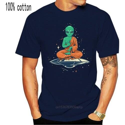 Alien Buddha Mens Funny T-Shirt Spaceman Astronomy Atheist Atheism Yoga Top Outdoor Wear Tee Shirt