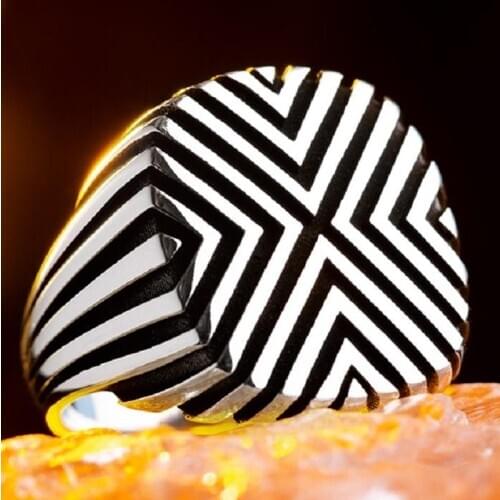 Vintage Striped Style Men Ring Handcarved Fashion Men Jewelery Solid 925 Sterling Silver Made in Turkey Men For Gifts