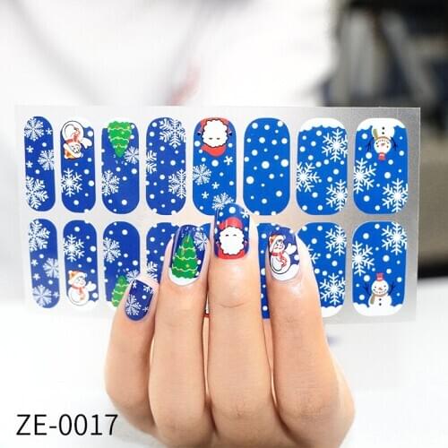 Recuerdame 1Sheet Festival Nail Art Sticker Christmas Snowflake Deer for Nail Designs Back Glue Nail Wraps Manicure Decorations