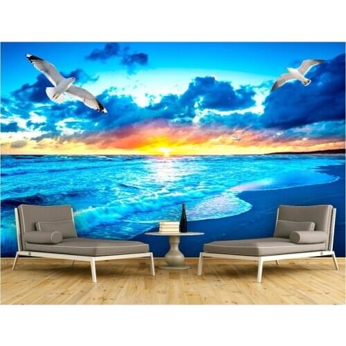 Custom mural photo 3d room wallpaper Sunrise over the sea home decor painting picture 3d wall murals wallpaper for wall 3 d