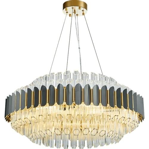 New Design Villa Living Room Hotel Vintage Gold Round Noble Luxury Crystal Chandelier Lamp Pendant Lights