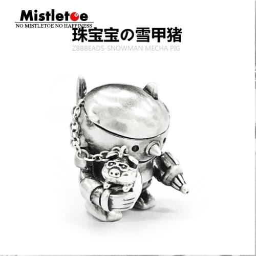 Mistletoe 925 Sterling Silver Cartoon Pig Charm Bead Jewelry